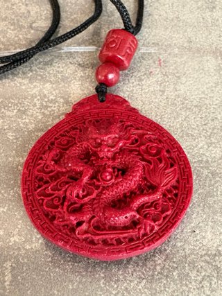 Collana cinabro drago rosso portafortuna