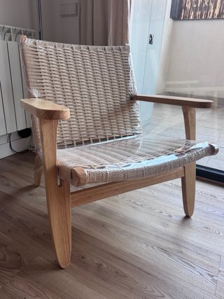 Sillón de diseño madera de haya y cuerda NUEVO