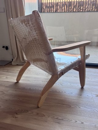 Sillón de diseño madera de haya y cuerda NUEVO