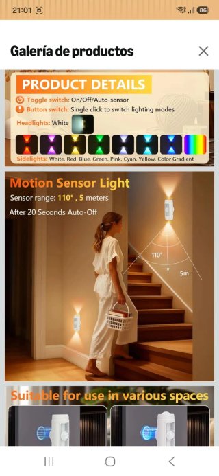 2 Apliques de Pared LED USB Recargables