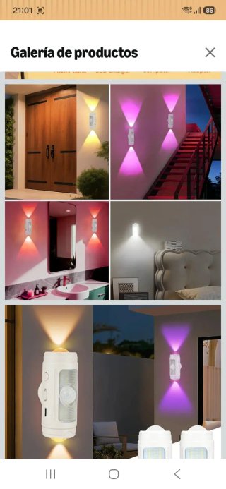 2 Apliques de Pared LED USB Recargables