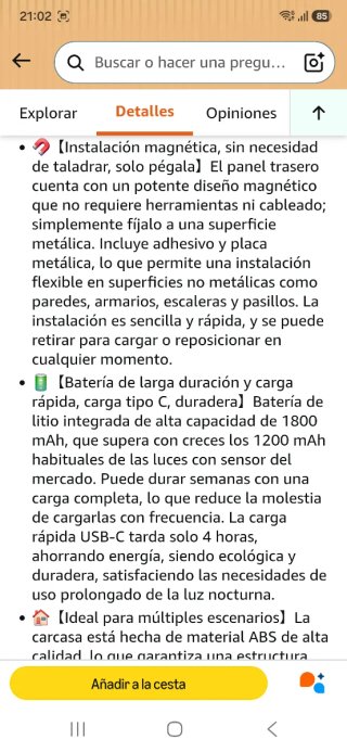2 Apliques de Pared LED USB Recargables