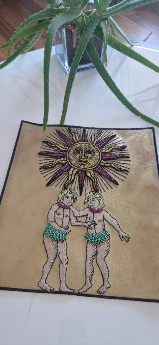 Bordado Tarot cartaAmor con Perlas