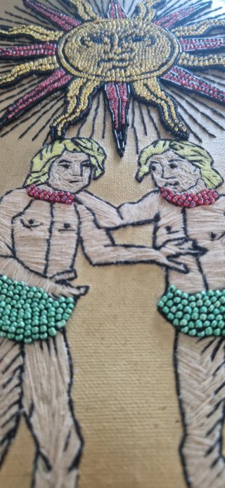 Bordado Tarot cartaAmor con Perlas