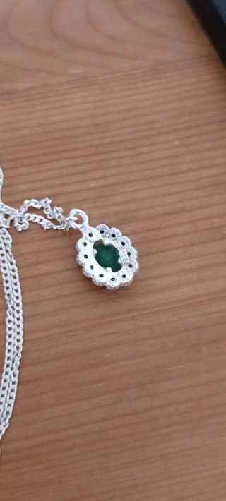 Colgante Plata Piedra Verde y Marcasitas