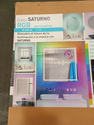 Espejo de baño con luz LED Saturno antivaho táctil