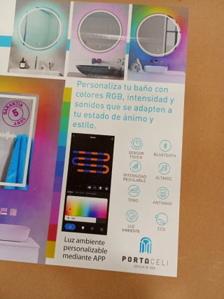 Espejo de baño con luz LED Saturno antivaho táctil