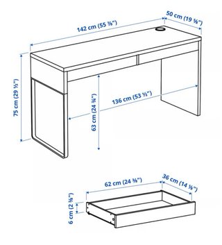 Escritorio Ikea Micke Negro/Marrón