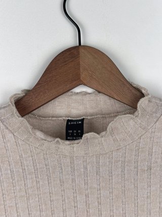 Top SHEIN canalé beige S