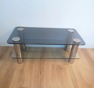Mesa centro Space Age cristal y metal