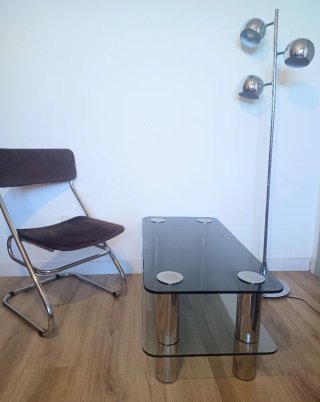 Mesa centro Space Age cristal y metal