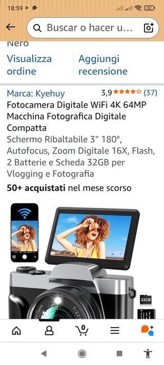Fotocamera Digitale Kyehuy WiFi 4K 64MP