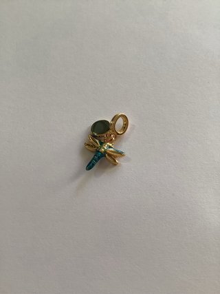 Charm Doble Libélula Azul y Dorado