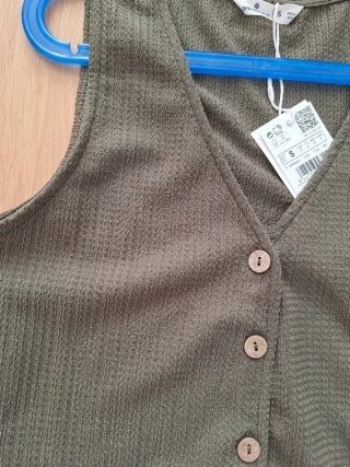 Chaleco lino top Springfield verde talla S