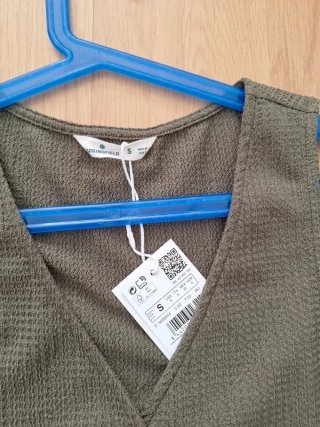 Chaleco lino top Springfield verde talla S