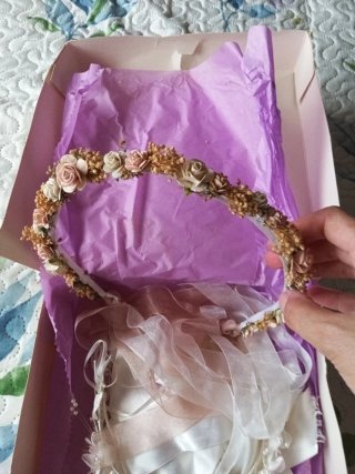 Corona de flores secas para bodas y comuniones