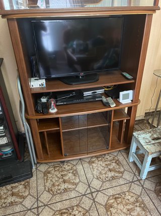 Mueble TV madera y cristal