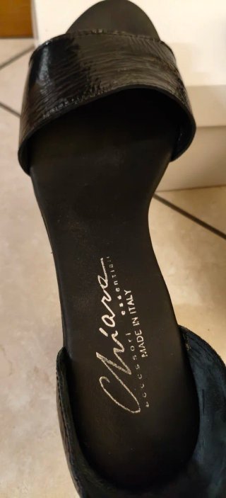 Sandali eleganti neri con tacco argento