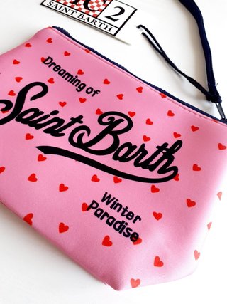 Pochette Saint Barth rosa con cuori