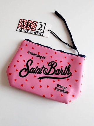 Pochette Saint Barth rosa con cuori