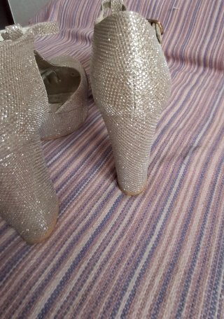 Zapatos de fiesta dorados y plateados