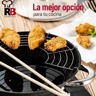 Wok de hierro fundido con accesorios