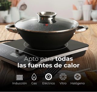 Wok de hierro fundido con accesorios