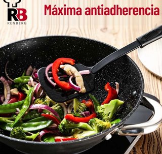 Wok de hierro fundido con accesorios