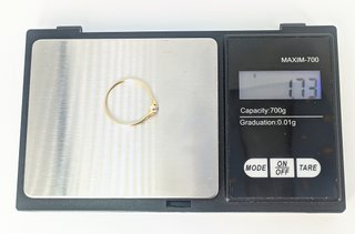 Solitario de oro de 18k circonita, 1.73 g, T-17.