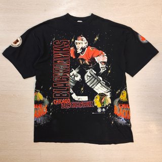 T-shirt Vintage 90s Chicago Blackhawks Bulletin