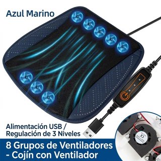 Cojín ventilador coche USB 8 ventiladores