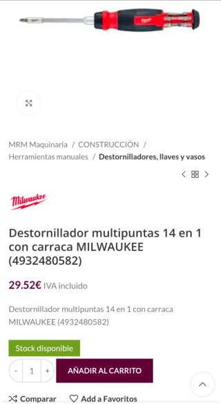 Destornillador carraca Milwaukee 14 en 1 nuevo