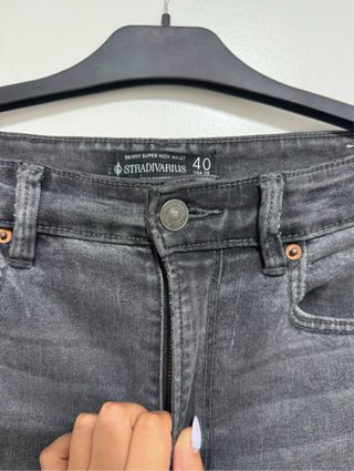Pantalones Baquero Talla 40 Gris Elásticos