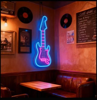 Lampada Neon LED "CHITARRA" Blu/Rosa
