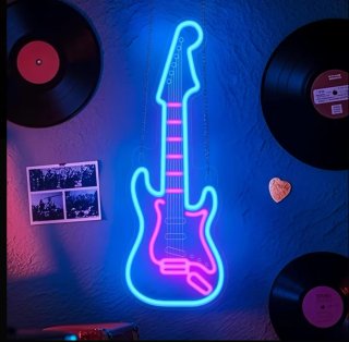 Lampada Neon LED "CHITARRA" Blu/Rosa