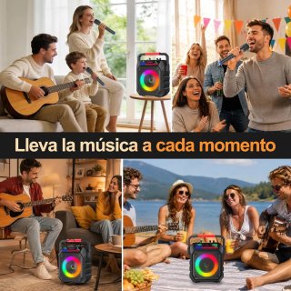 Altavoz Karaoke con 2 Micrófonos Inalámbricos