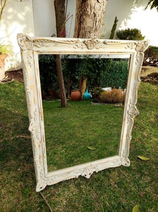 Espejo Vintage Beige y Dorado