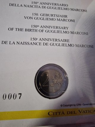 Filatelico-Numismatica 2€ VATICANO 2024 "Marconi".