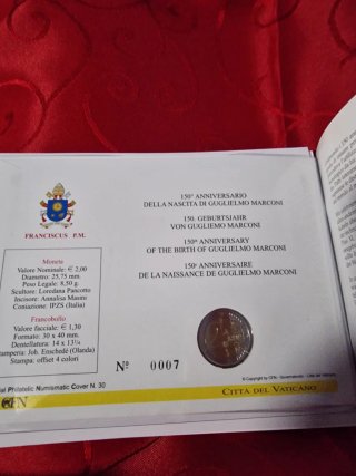 Filatelico-Numismatica 2€ VATICANO 2024 "Marconi".