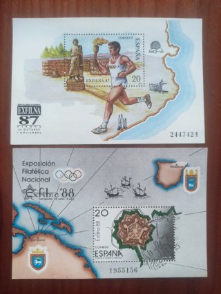 2 Hojas Bloque Exfilna 87 y 88 España