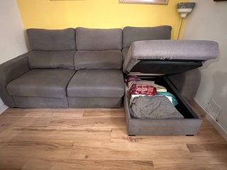 Sofá 3 plazas con Chaiselongue gris