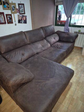 Sofá Cama Marrón Tela , cuero