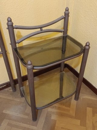 Cabecero y mesillas vintage pintado forja marron