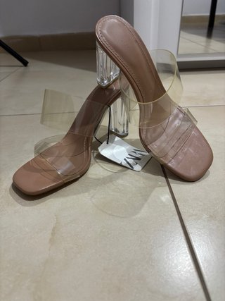 Sandalias Zara Transparentes Beige Talla 36