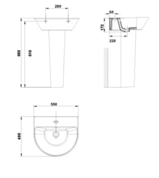NUEVO - Lavabo Gala porcelana con pedestal