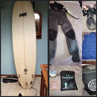 Lote Surf: Tabla, Neopreno y Accesorios