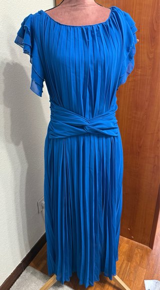 Vestido largo azul plisado talla 42