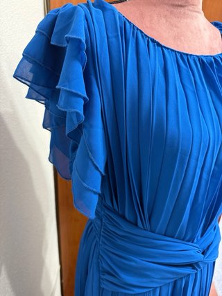 Vestido largo azul plisado talla 42