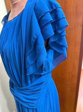 Vestido largo azul plisado talla 42