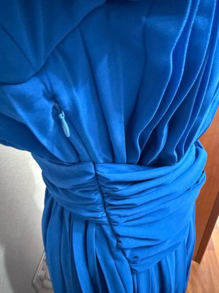 Vestido largo azul plisado talla 42
